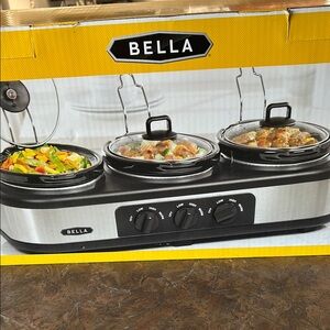 Bella Triple Slow Cooker with Black and Silver Finish